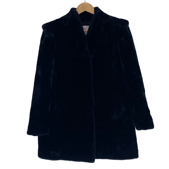 Intrigue by Glenoit luxury faux fur black coat women's size medium